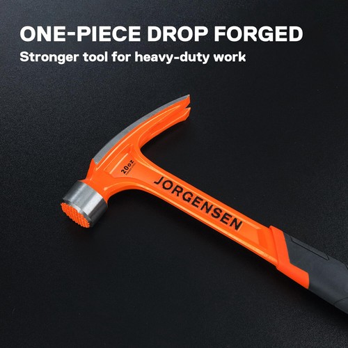 Jorgensen Framing Hammer 20oz Straight Rip Claw Hammer With Shock Reduction Grip
