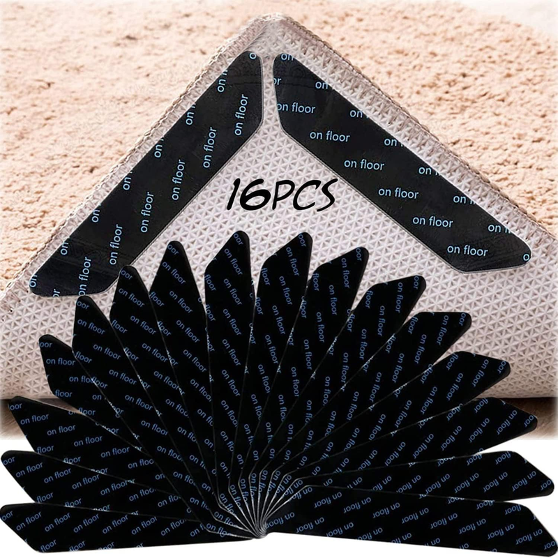 16 Pieces Rug Grippers, Anti-Slip Carpet Gripper, Double Sided Washable Removabl
