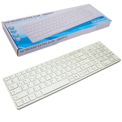 GRUNDIG EXTRA flache Tastatur Slim Design Weiß QWERTZ USB Deutsch Computer dünn