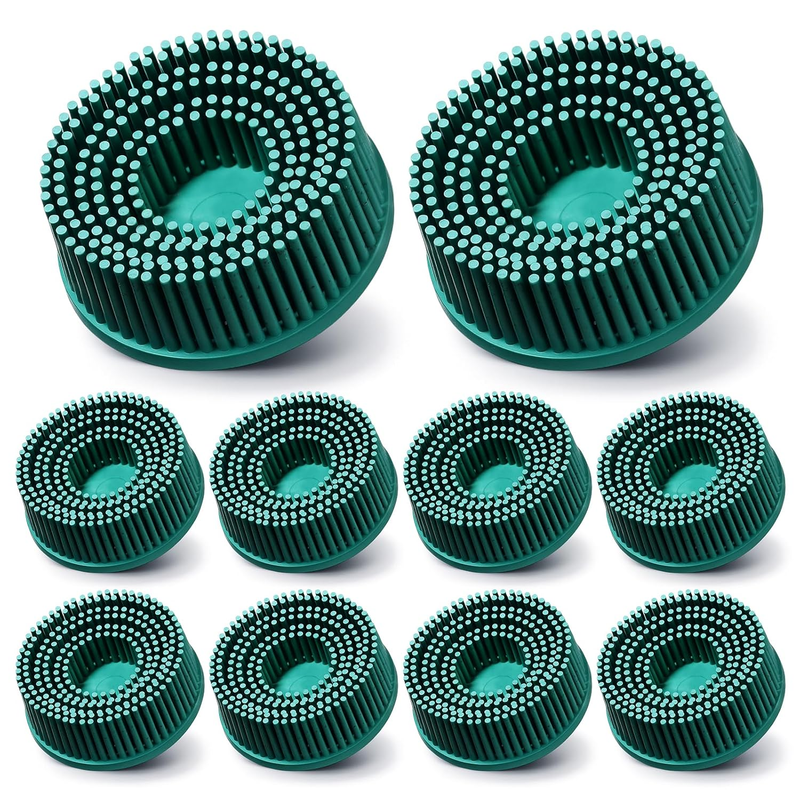 10 Pcs 2 Inch Bristle Disc Grit 50# Green Abrasive Bristle Disks