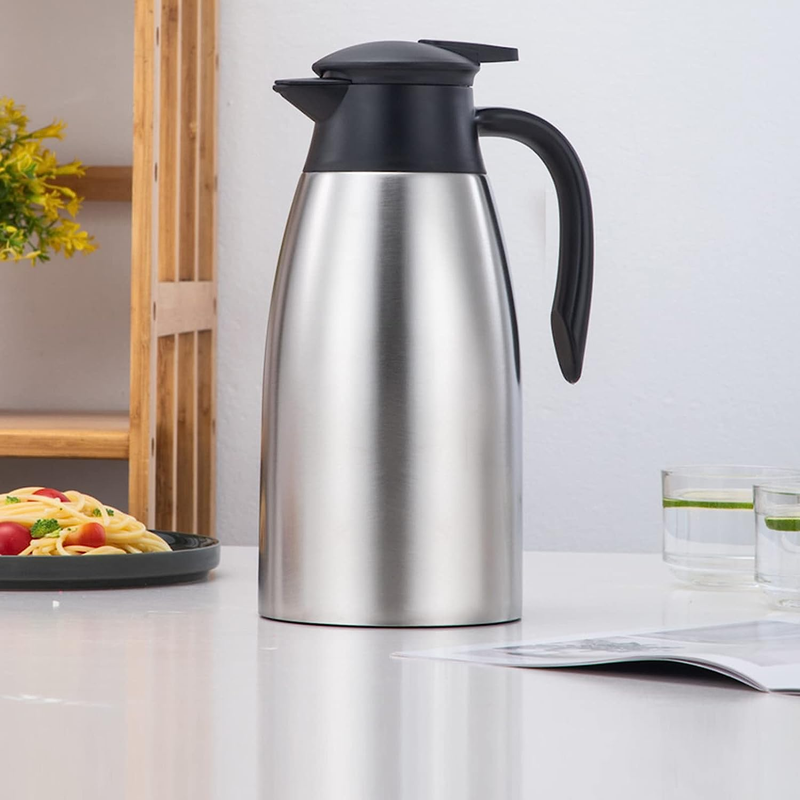 2L Thermal Coffee Carafe Keeping Hot Insulated Stainless Steel Flask Dual Wall