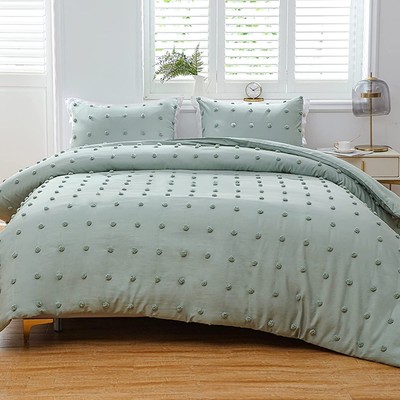 LUCKYBULL Tufted Comforter Set 3 Pieces Full Size Bedding Set ( 1 Jacquard Light