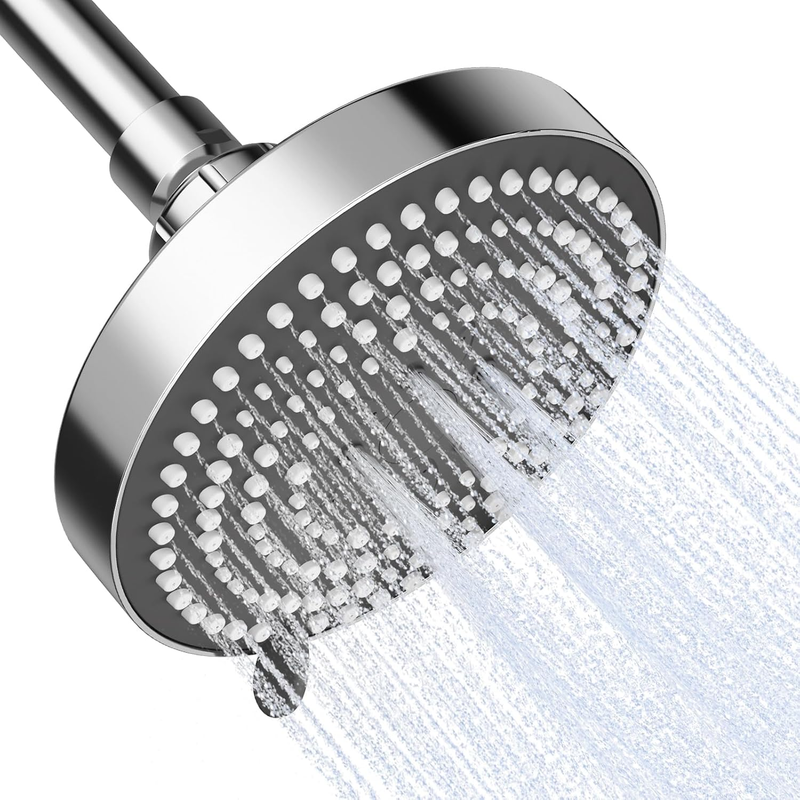 OFFO Rain Shower Head, 6 Modes 13Cm(5 Inch) Fixed Shower Head with Adjustable