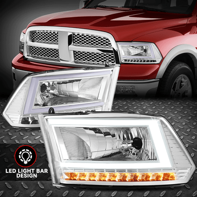 [Последовательный сигнал C-LED DRL] Для фар грузовика Dodge Ram 09-24 Хром/Прозрачный