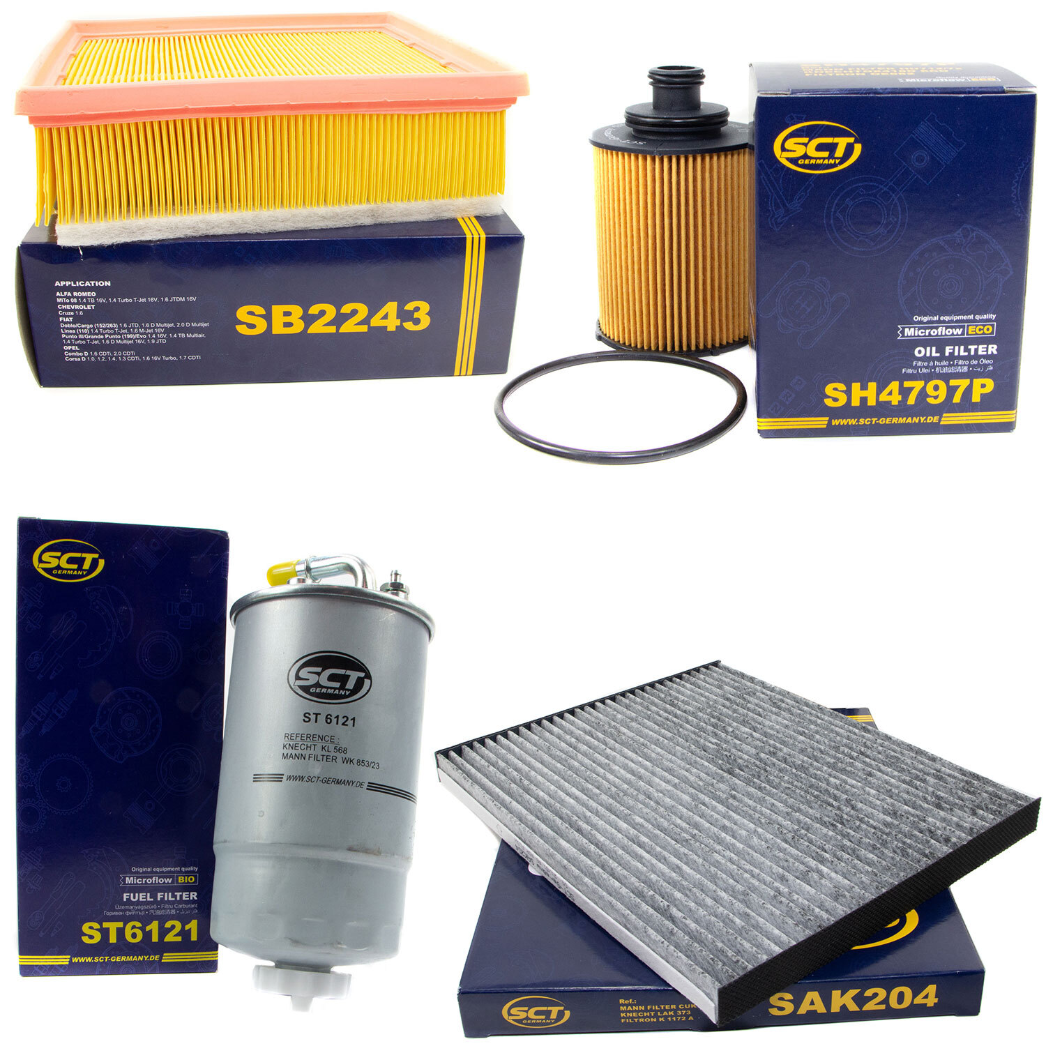 Filter Set SCT Kraftstoff- ÖL- Luft- Innenraum- für Opel Corsa D 1.3 S07 75 90 P