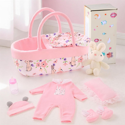 8 Pcs Reborn Baby Doll Clothes with Bassinet for 17-22 Inch Baby Dolls, Baby Dol