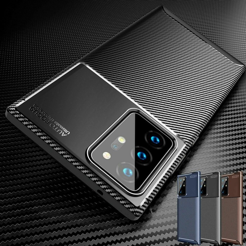 For Samsung Galaxy S21 S20 FE 5G Note 20 Ultra Carbon Fiber Silicone Case Cover