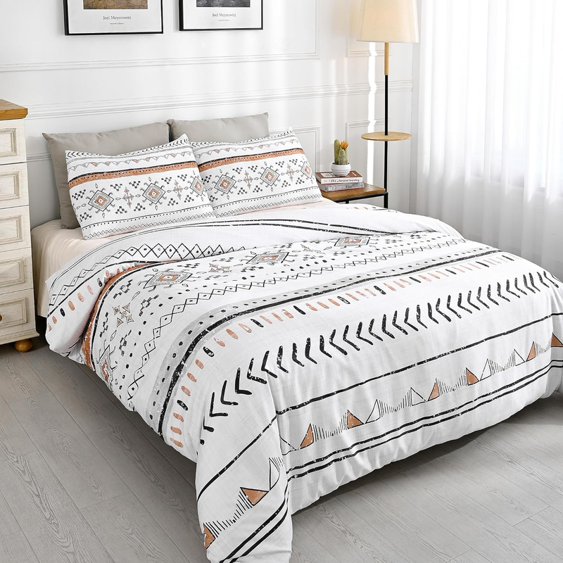 Aztec Duvet Cover Queen Size, 3 Pieces Bohemian Geometric Arrows Duvet Cover Set