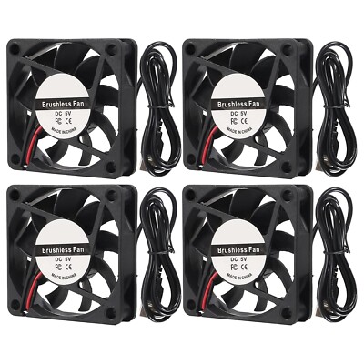 4PCS 5V 6015 Fan USB Brushless Cooling Fan 60mm x 15mm USB Fan 5V DC Brushless C