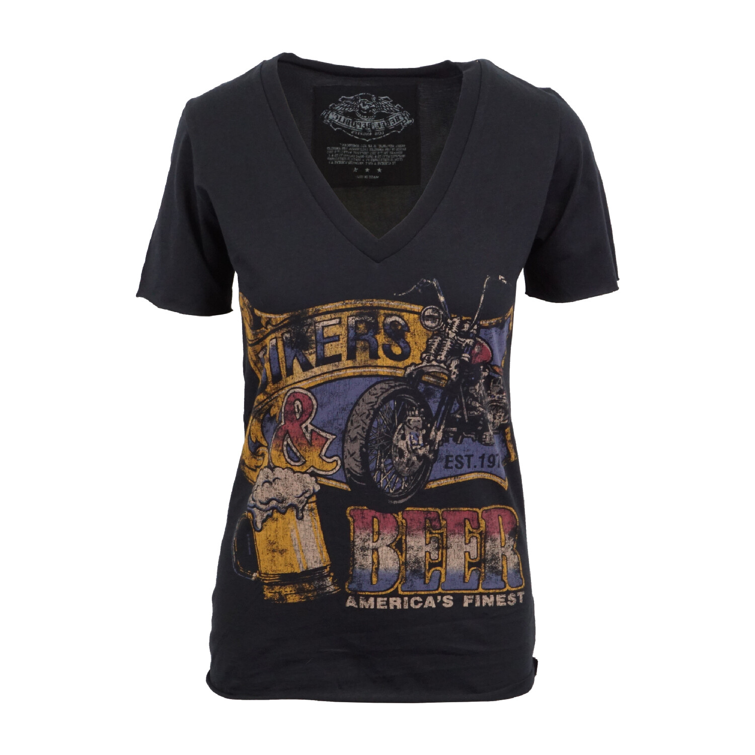 

ЖЕНСКАЯ ФУТБОЛКА ROCK REBELZ BIKERS N BEER AMERICAS FINEST, Black