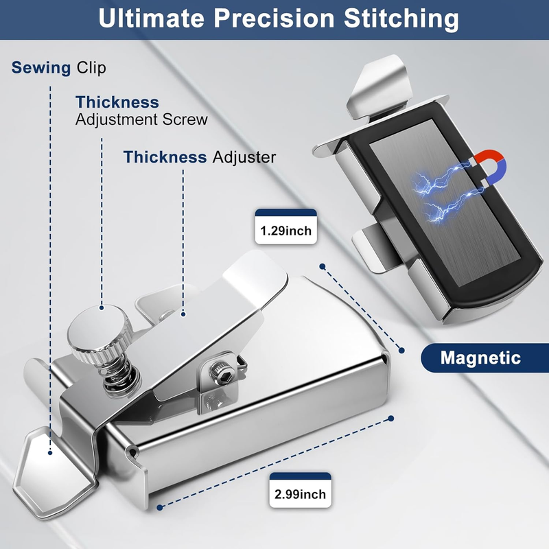 Magnetic Seam Guide for Sewing Machine, Magnetic Seam Guide with Clip, Hemmer Gu