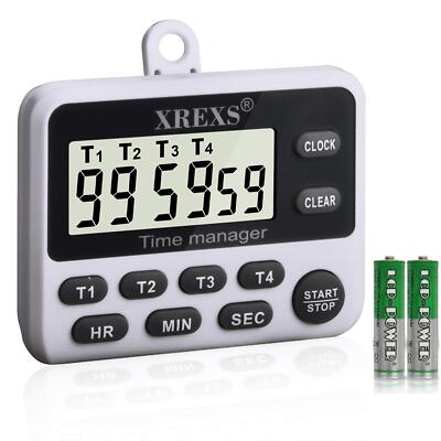 4 Channels Digital Kitchen Timer Clock, Cooking Timer with Large LCD Display,...
