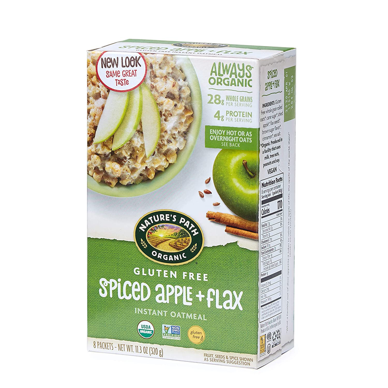 Nature'S Path Organic Gluten Free Spiced Apple plus Flax Instant Oatmeal, 48 Pac