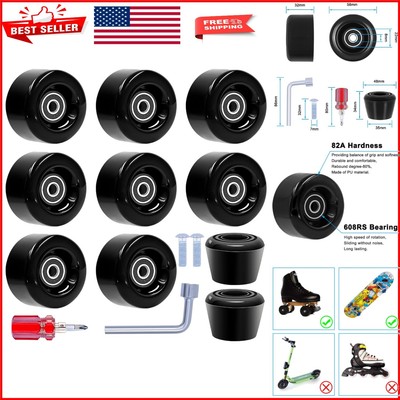 Versatile 8 Pack Roller Skate Wheels 58mm - Indoor/Outdoor Use with Toe Stoppers