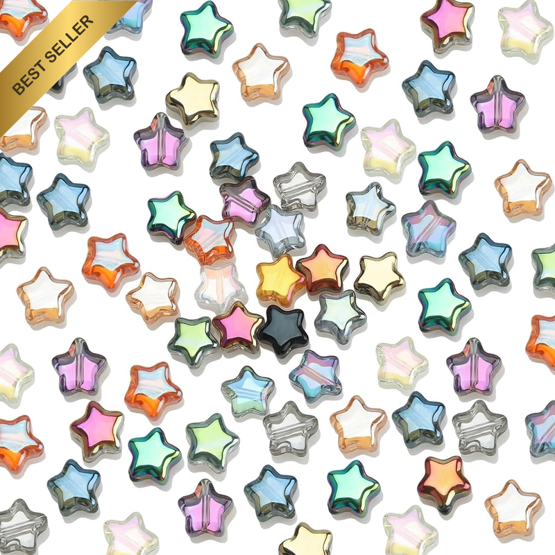 200pc 8mm Colorful Star Glass Crystal Beads for Jewelry