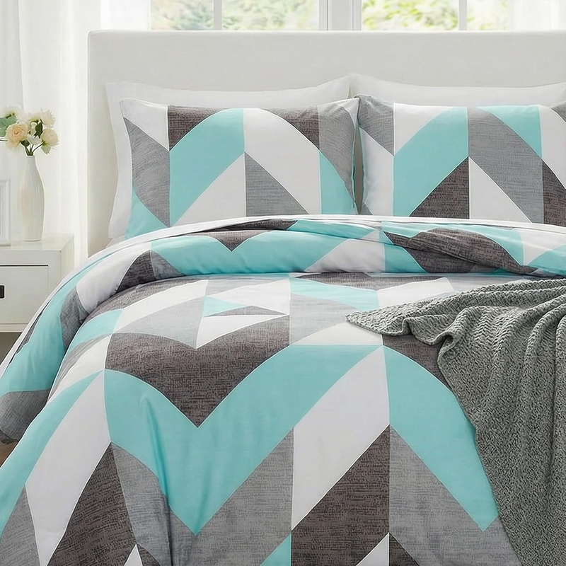Bedbay Teal Comforter Queen Size Turquoise Teal Queen Bed Set Geometric Chevron