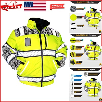 Limited Edition Hi Vis Safety Bomber Jacket - Insulated & Reflective - X-Large