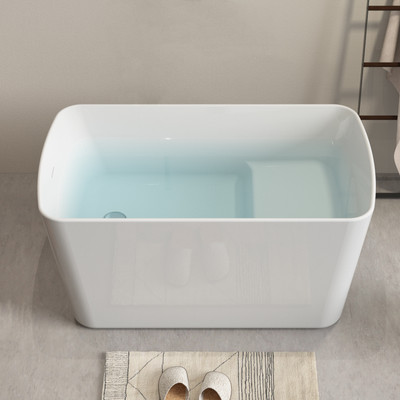 49'' Acrylic Soaking Bathtub,Freestanding Flatbottom Soaking Tub w/Seat,Drain
