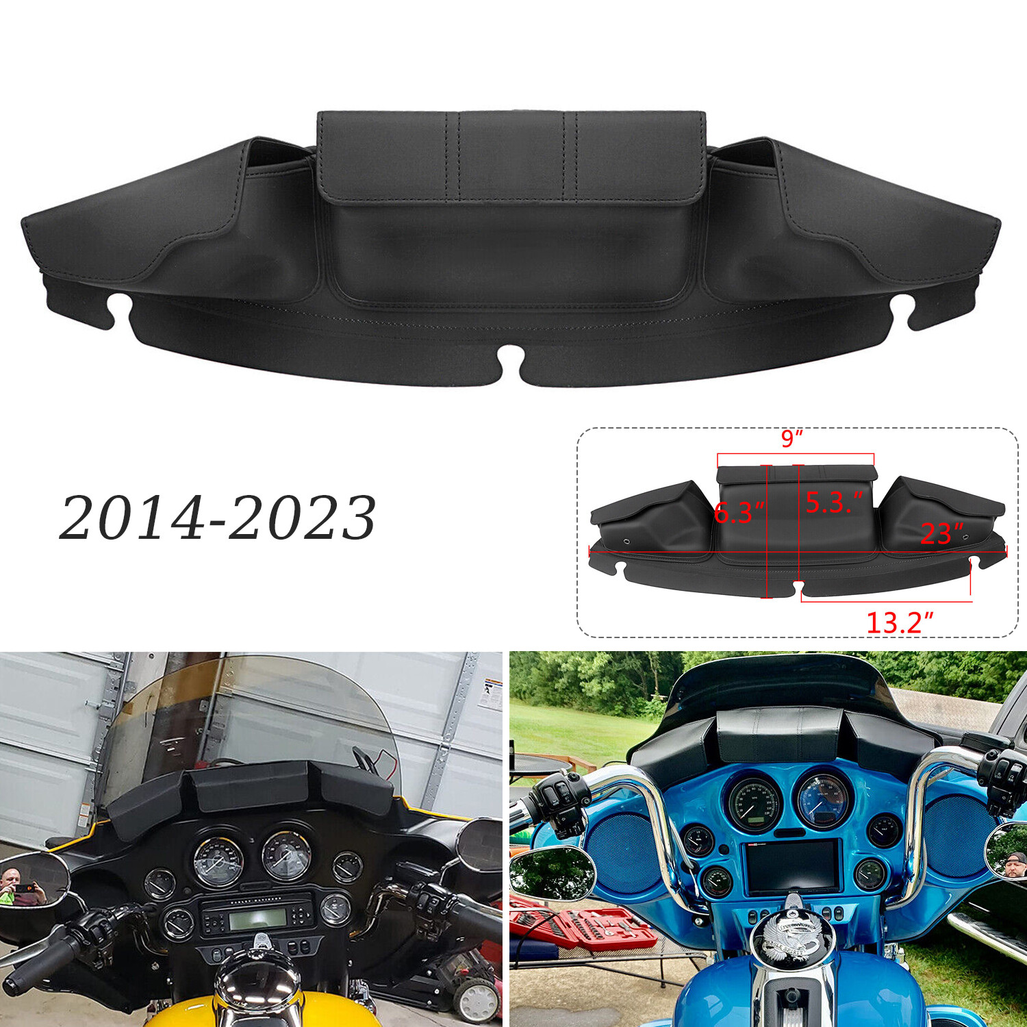 WINDSHIELD BAG 4 ハーレー Black Windshield Fairing Pouch Bag For Harley Touring Street