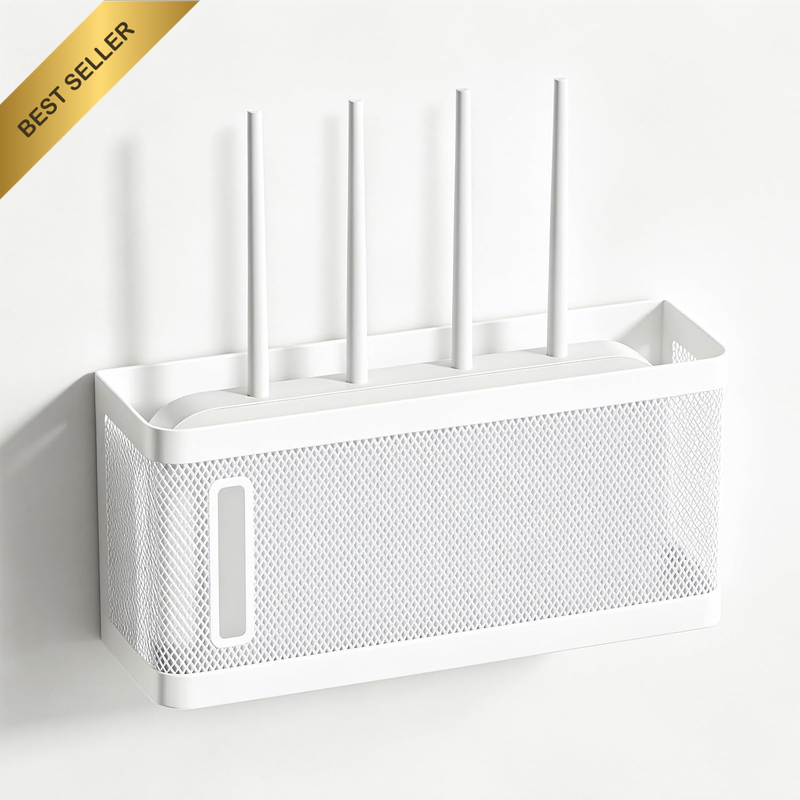 Router Storage Box – Carbon Steel Wall Mounted Wifi Organizer, No Drilling & Hea