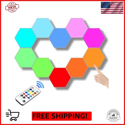 Remote Control Hexagon Wall Light,Smart Wall-Mounted Touch-Sensitive DIY Geom...