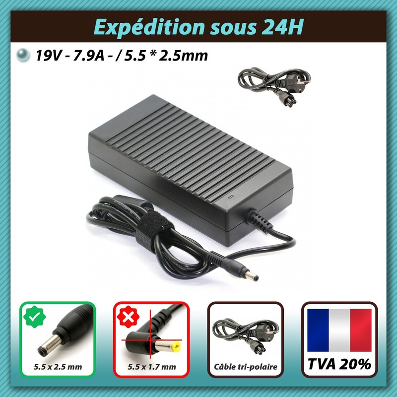 Chargeur Pour Asus G53 / G53s / G53sw / G53s Vx7 - 19v 7.9a - 5.5 X 2.5mm