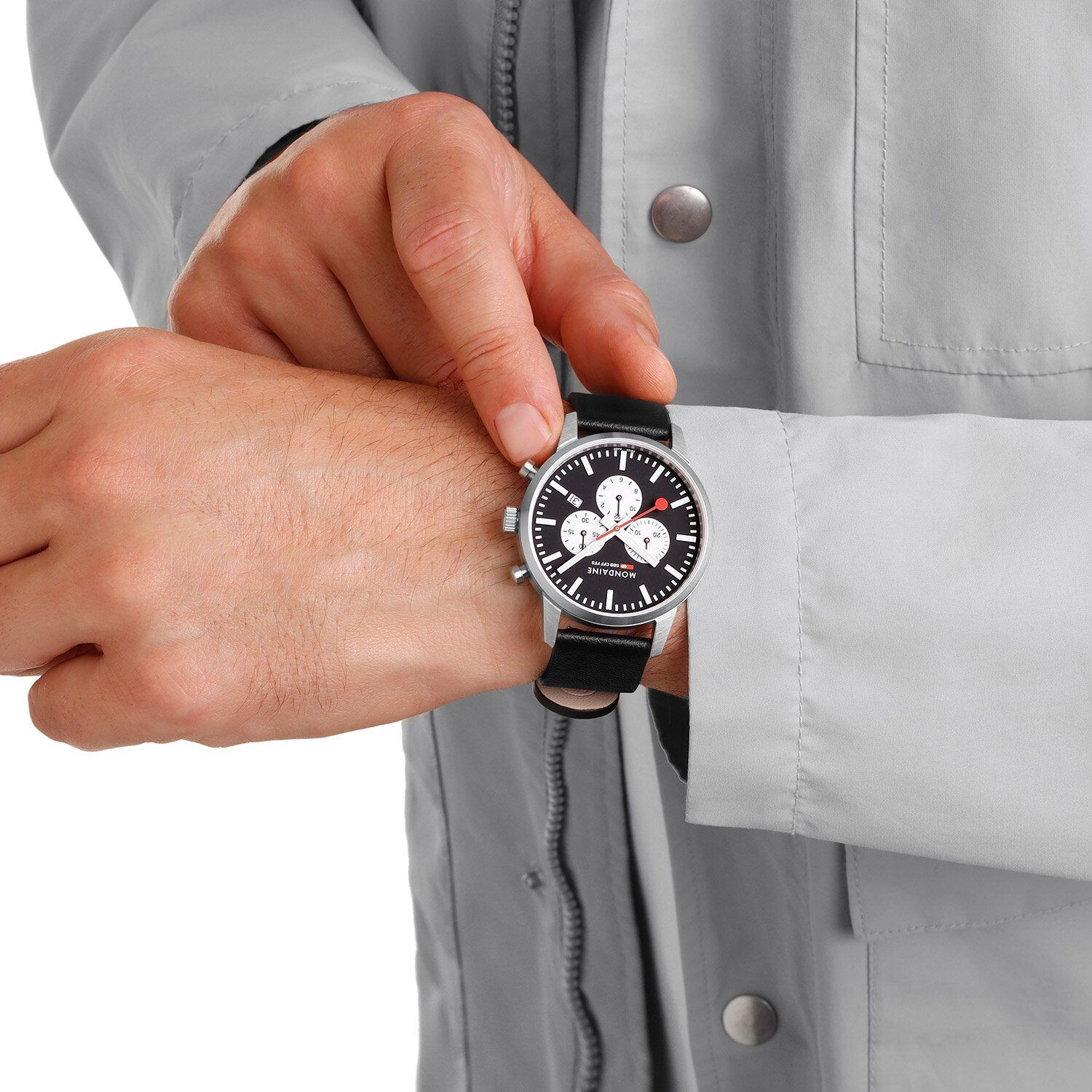 Pre-owned Mondaine Men's Chrono Watch Msd.41420.lbv Sapphire Glass 41mm