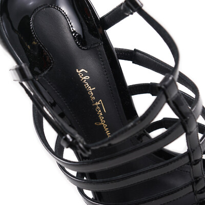 Pre-owned Ferragamo Salvatore  'alatrix' Patent Leather Platform Heels 9.5c $995 Shoes In Black