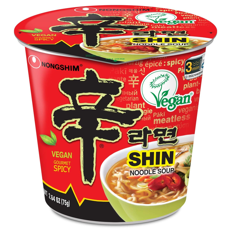 Gourmet Spicy Vegan Shin Instant Noodle Soup Mix Cup, 6 Pack