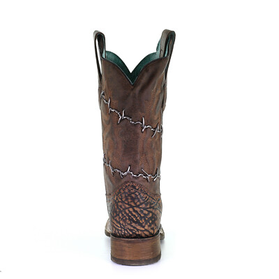 Pre-owned Corral Boots Corral Womens Barbed Wire Cowboy Boots Leather Chocolate In Brown
