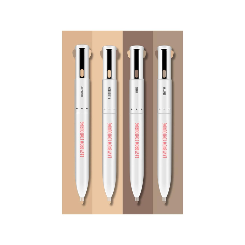 "Professional 4-in-1 Brow Contour Highlight Pen: Waterproof Sweatproof Brown Eye