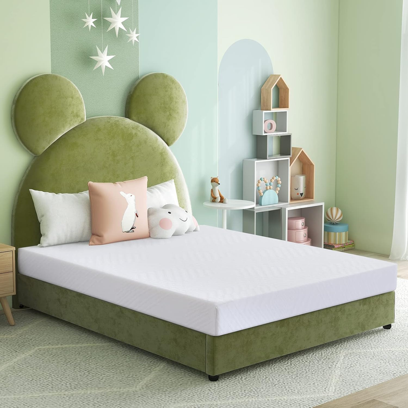 Twin Mattress, 6 Inch Memory Foam Mattress for Kids, Medium Firm Green Tea Gel M
