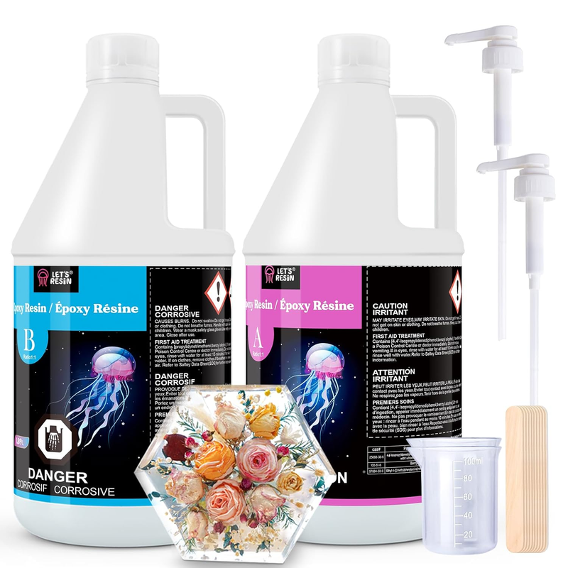 Epoxy Resin Kit,1 Gallon (3.78 L) 128oz Bubble Free & Crystal Clear Epoxy Resin,