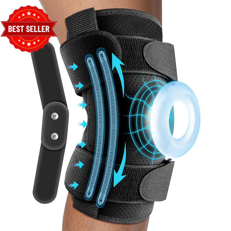 Hinged Knee Brace with Side Stabilizers & Removable Metal Hinges for ACL, MCL, M