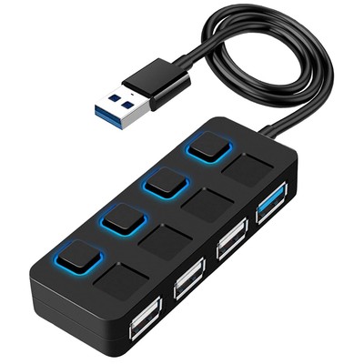 USB Hub 3.0, 4-Port USB 3.0 Data Hub with LED Power Switches, USB Extender US...