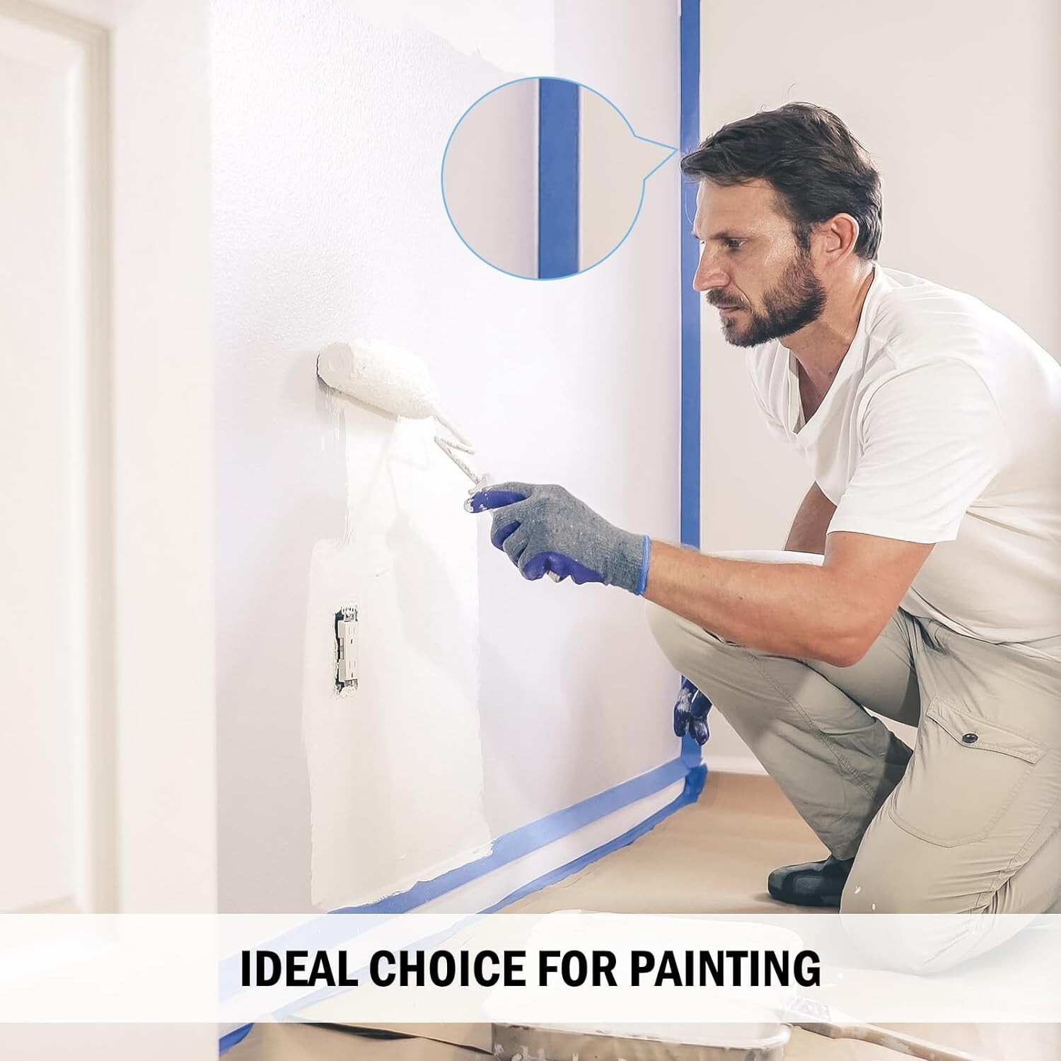 12 Rolls Blue Painters Masking Tape, 1 Inch x 60 Yards 5.5 Mil, Walls Painting