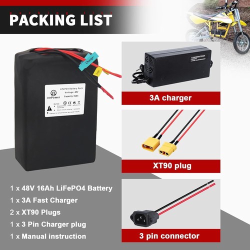48V Ebike Battery Lithium LiFePO4 16Ah Batteries for Electric Bike Scooter Motor