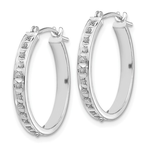 Pre-owned Goldia 14k White Gold Round Diamond Small 21mm Circle Hinged Hoop Earrings 0.01 Ct.