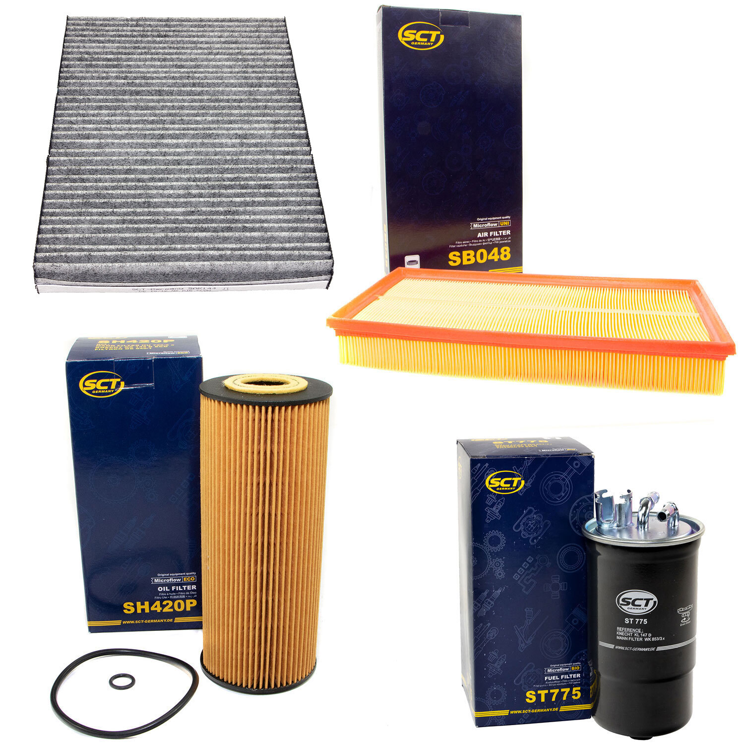 Filter Set SCT Kraftstoff- ÖL- Luft- Innenraum- für Audi A3 Seat Skoda VW Bora  