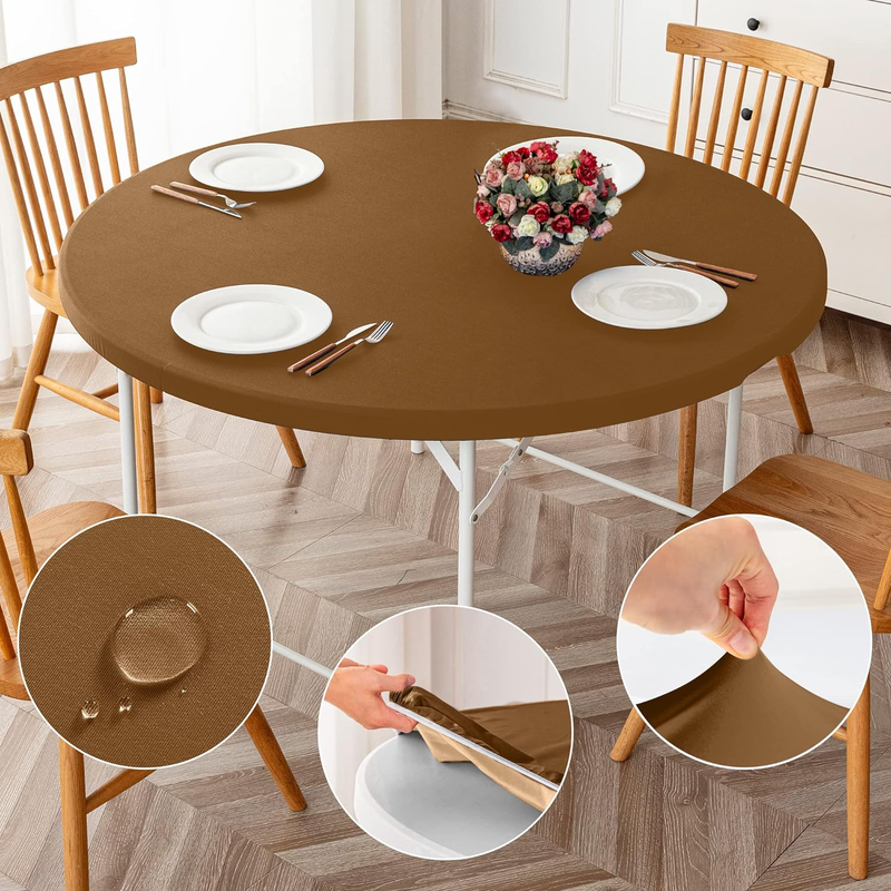 For Round Tables, 2 Pack Reversible Stretch Tablecloth,