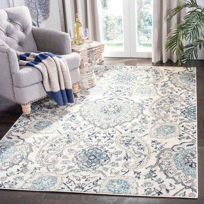 Madison Collection Area Rug 5'3'' X 7'6'' Cream & Light Grey Boho Chic Glam