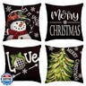 AVOIN colorlife Merry Christmas Let It Snow Love Snowman Black Throw Pillow Covers, 18 x 18 Inch Xmas Tree Holiday Cushion Case Decoration for Sofa Couch Set of 4