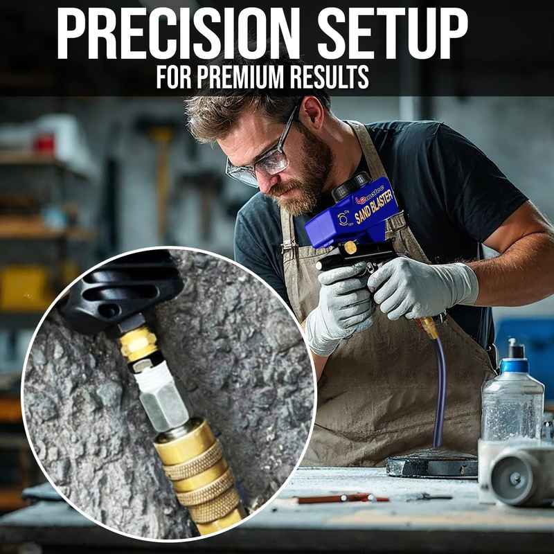 Portable Sandblaster Gun Kit - Includes Connector, Ceramic Nozzle, & Media Mesh