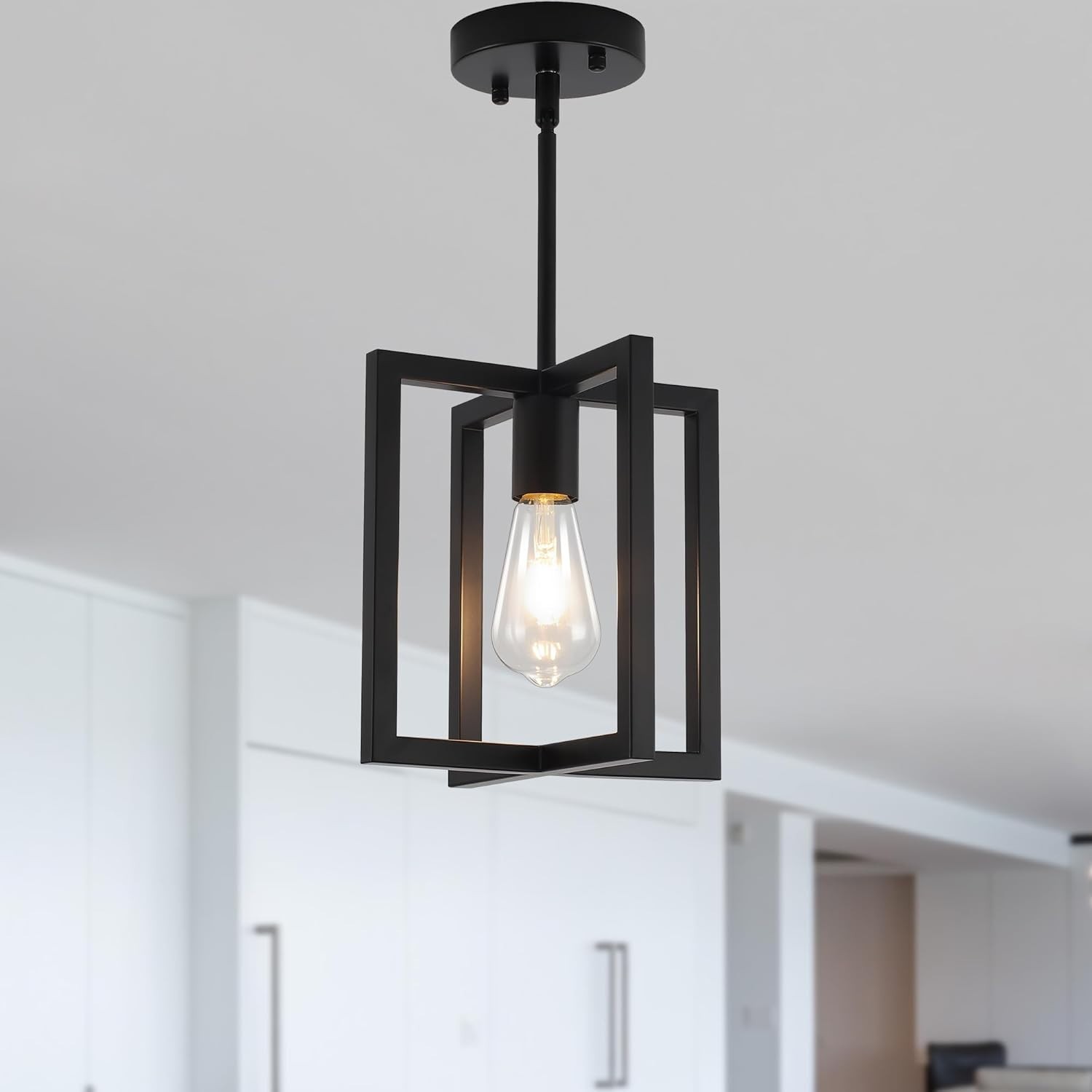 Black Ceiling Light Fixture Semi Flush Mount Metal Hallway Entryway Bedroom