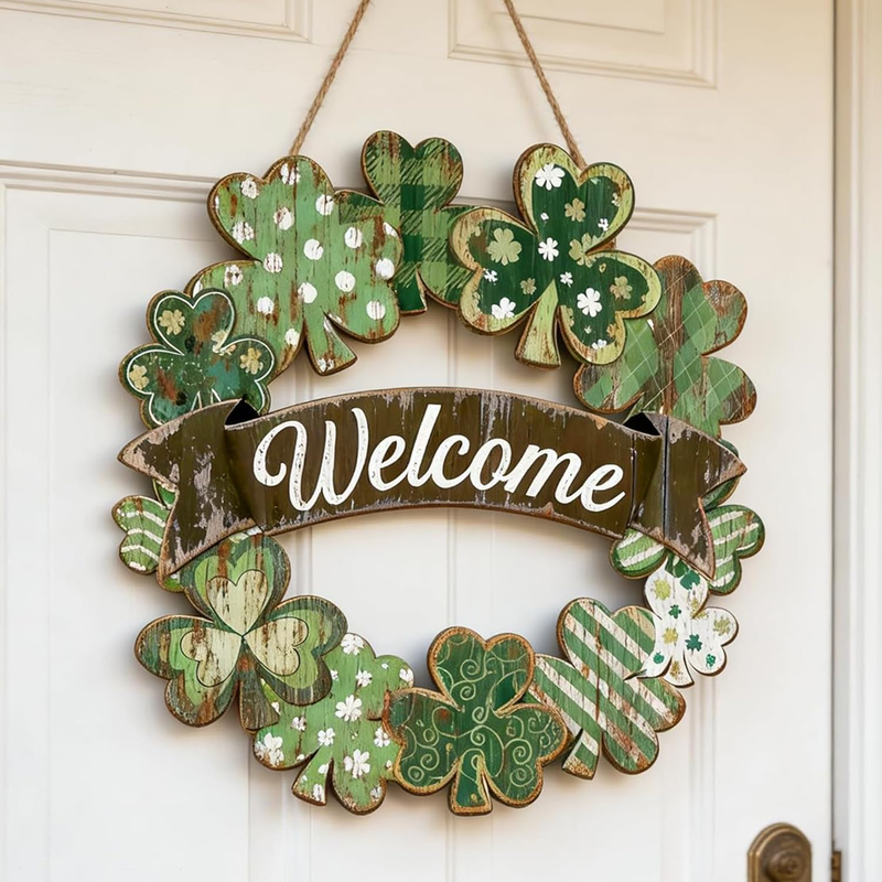 St Patrick'S Day Welcome Sign Welcome Door Signs for Front Door outside Shamrock