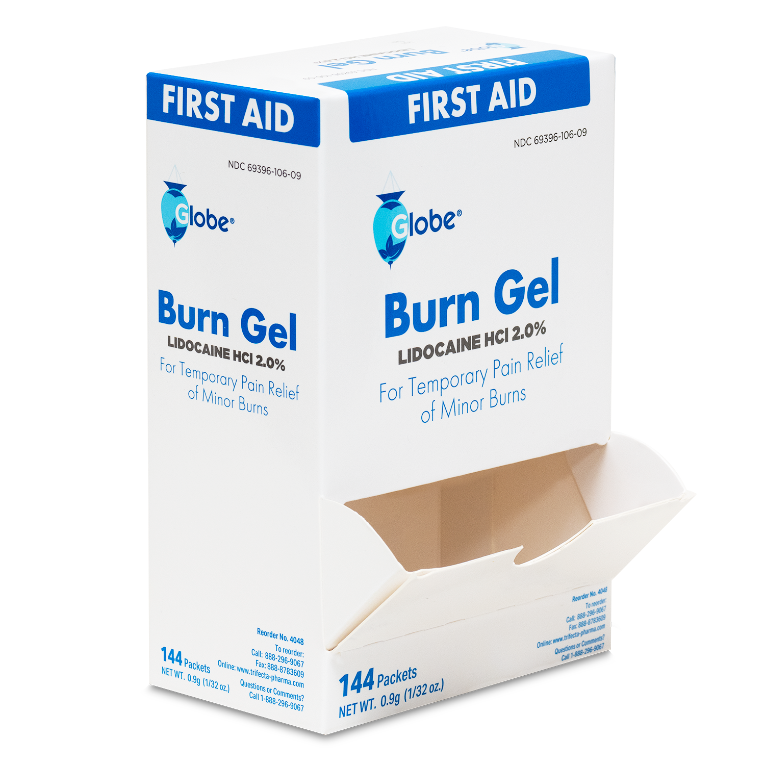 Globe First Aid Burn Gel 0.9g Packets, (Box of 144) First Aid Burn Gel!
