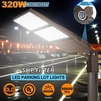 320W LED Parking Lot Shoebox Pole Light Commercial Area Lighting with Photocell