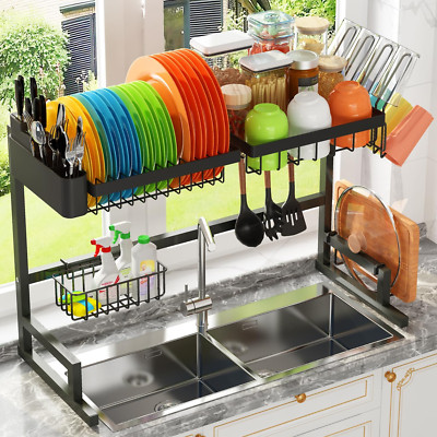 Escurridor De Platos Trastes De Acero Inoxidable Ajustable Para Sobre Fregadero