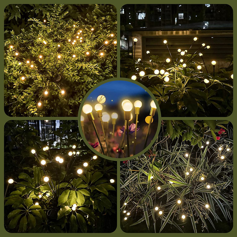 Solar Firefly Garden Outdoor Lights Warm White Windproof and Rainproof  8 LED