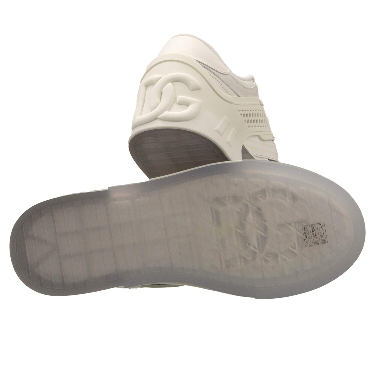 Pre-owned Dolce & Gabbana Dg Logo Men Leather Sneaker Sneakers Custom 2.zero White